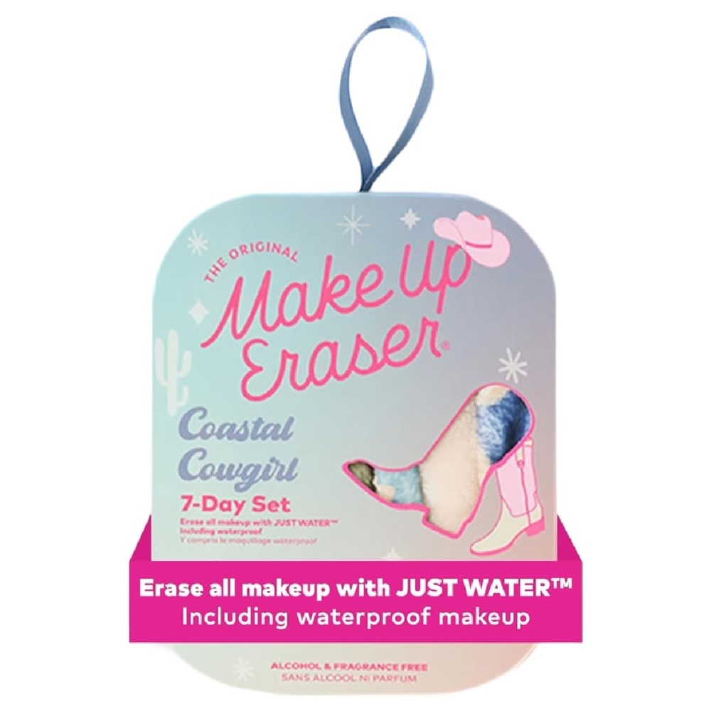 Original MakeUp Eraser Coastal Cowgirl Western 7 Day Cloths, Laundry Bag & NWB
